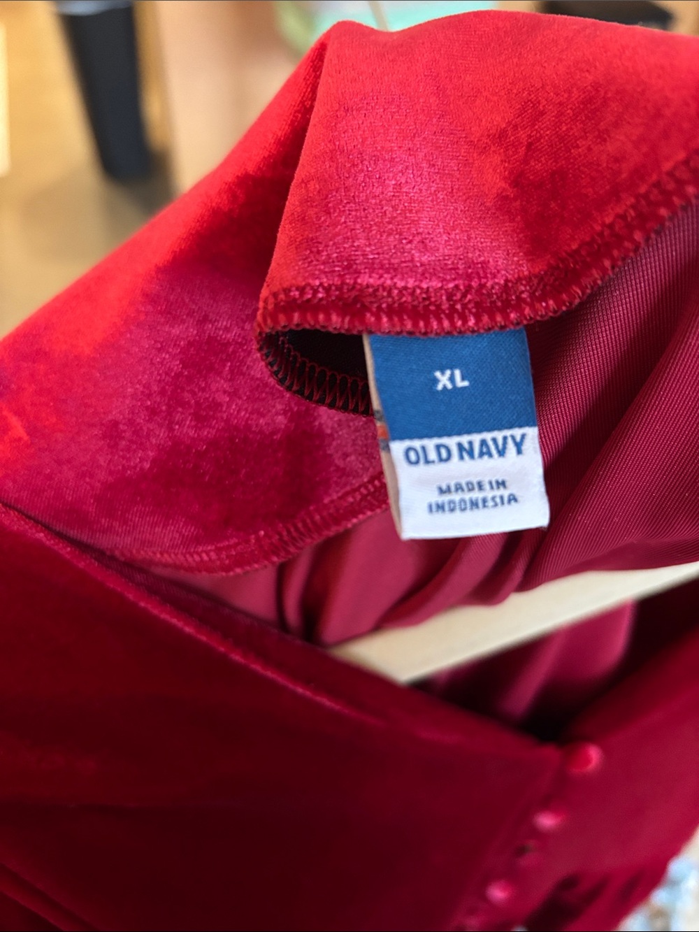 Old Navy Red Velvet Peplum Button-Front Blouse - Picture 4 of 4